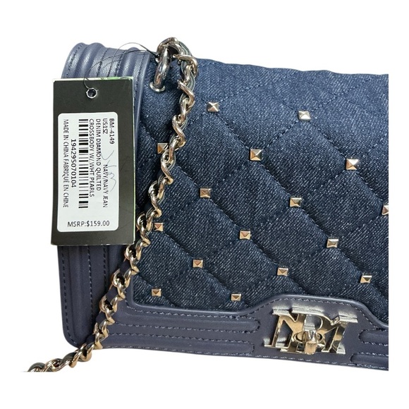 Badgley Mischka - NWT - Luxurious Blue Quilted Denim Crossbody Bag - Picture 8 of 8